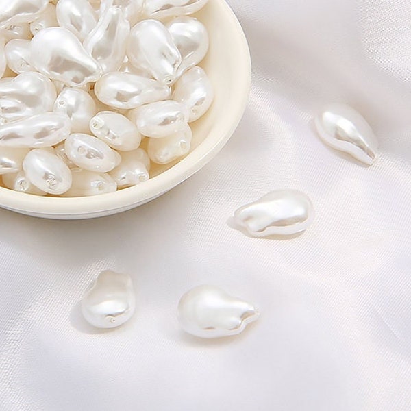 Perles de perles baroques en plastique de 10x16mm - Trou de 1,5 mm - 10 pièces - Perles irrégulières - Bijoux en perles - Collier baroque