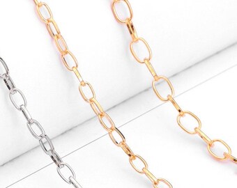 4mm 5mm Oval Cable Chains in Gold and Silver - Paperclip Chain - Link Chain - Jewelry Findings DIY - Chains for Jewelry Making