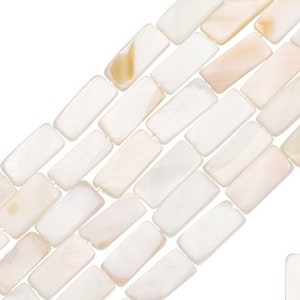 Naturliga rektangulära sötvattenspärlpärlor - Sötvattenspärla - Sötvattensnäckspärlor - Rektangulära pärlor Fyrkantiga snäckspärlor - 7 x 15 mm 26 st