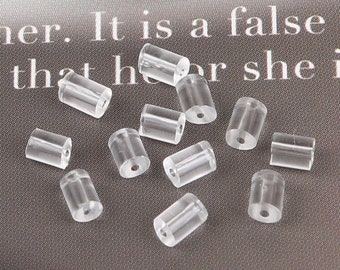 100 piezas tapones traseros de pendientes de goma transparente - 3 mm x 4 mm - Forma del cilindro