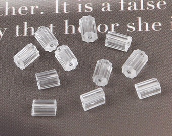 100 piezas pendientes espaldas, goma Earnuts, silicona Earnuts, protector de alambre para la oreja, tacos, tapones transparentes, tapones de pendientes, RIDGED, 4x3mm