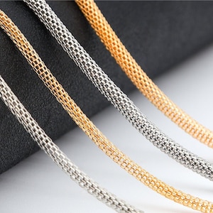 3.2mm 4.2mm Round Mesh Chain in Gold and Silver - Mesh Snake Chain - Net Chain Necklace - Jewelry Making - DIY Findings - 2 Meters