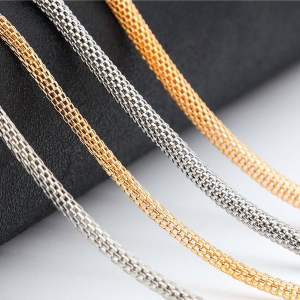 3.2mm 4.2mm Round Mesh Chain in Gold and Silver - Mesh Snake Chain - Net Chain Necklace - Jewelry Making - DIY Findings - 2 Meters