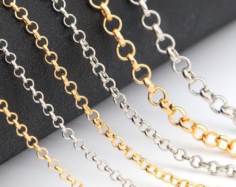 Round Cable Chains in Gold and Silver 2mm 3.2mm 3.8mm 5mm 6mm- Round Chain - Circle Chain - Jewelry Findings DIY - Jewelry Making