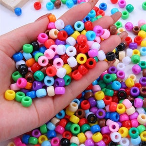 Pony Beads Bracelet Making Kit, Rainbow Kandi Beads for Jewelry Making DIY,  Hair Beads for Braids for Girls Women with Hair Beaders Rubber Bands  Elastic String, Ideal School Gift 