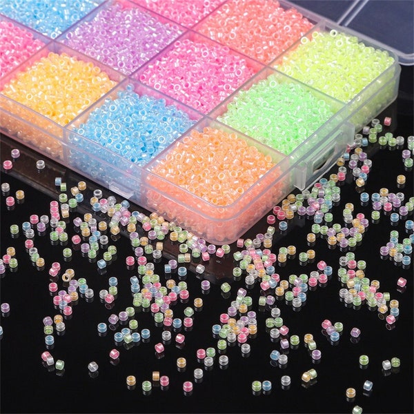 2.5mm Glow in the Dark Seed Beads Glass - High Quality - Luminous Color Changing Beads - 1mm Hole Size - 700 pcs - Bead Jewelry
