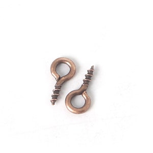 200 pieces Ancient Bronze Tiny Eye Screws For Pendants - Screw Eye Bails - Eye Screw
