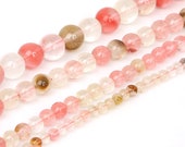 Volcano Cherry Quartz Beads Pink Watermelon Round Stones Beads Polished 4mm 6mm 8mm 10mm