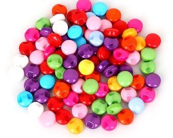 8Pcs 11mm Round Colorful Shimmer Resin Buttons Shank Backhole DIY Sewing Craft
