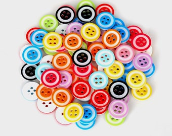 12MM PLASTIC RAINBOW BUTTONS – ROUND BROWN TRANSPARENT COLOUR 2 HOLE UK