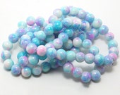 8MM Round Pink Powder Blue,Crystal Glass Beads, 100pcs bag