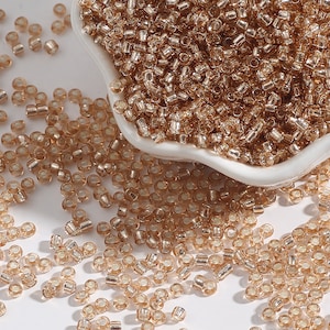 12/0 8/0 6/0 Champagne Rondelle Seed Beads 2mm 3mm 4mm - Silver Lined Champagne Glass Seed Perline - Champagne Rocailles - Champagne Seed