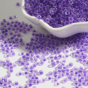 12/0 8/0 6/0 Colore Viola Foderato Perle di Semi Trasparenti 2mm 3mm 4mm - Colore Viola Trasparente All'interno Seme di Vetro - Colore Viola Foderato Rocailles