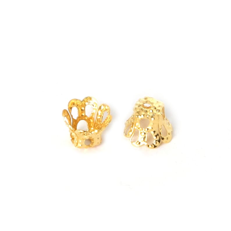 Gold Filigree Bead Caps 200 Gold Plated Filigree Bead Caps 6mm Gold Bead Caps Bulk Bead Caps