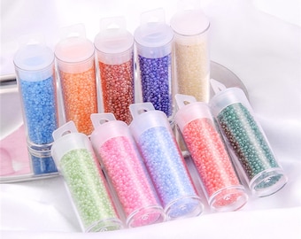 2mm Cream Color Seed Beads in Small Cylinder Container 12/0 - 1500 Pieces - High Quality Seed Beads Creamy Colors - Pastel Seed Beads