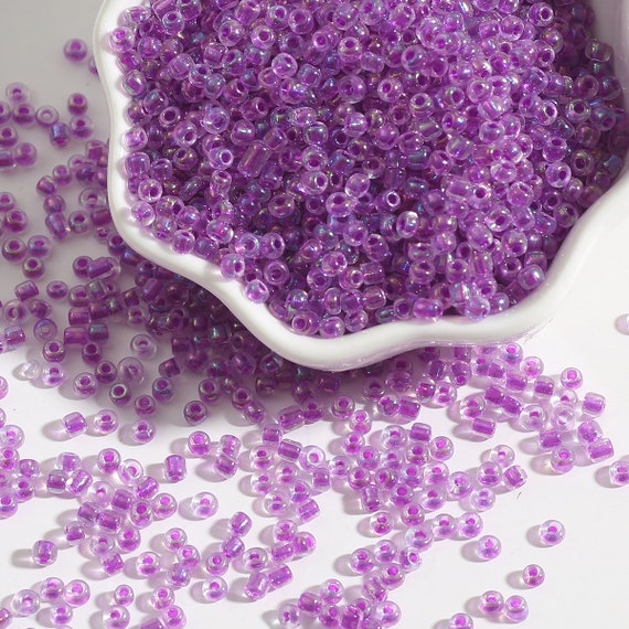 500 Perles De Rocaille 4mm (6/0) - Couleurs Violet, Rose, Gris, Noir - Pour Création Bijoux, Déco