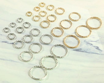 Gold or Silver Twisted Jump Rings 8/10/12/15/20mm - Close Jump Rings