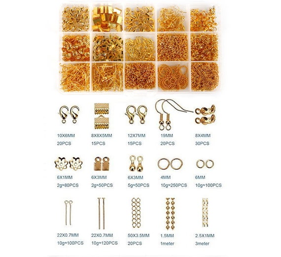 Gold Jewelry Findings Set, Jewelry Making Kit, Lobster Clasps