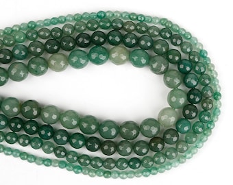 Genuine Natural Green Aventurine Faceted Round Beads, 15"/str 4mm 6mm 8mm 10mm