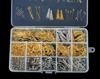 Gold Silver Earrings Findings DIY Kit - Earrings Jewelry Set - DIY - Beading Kit - Hooks Clasp Filigree Earrings