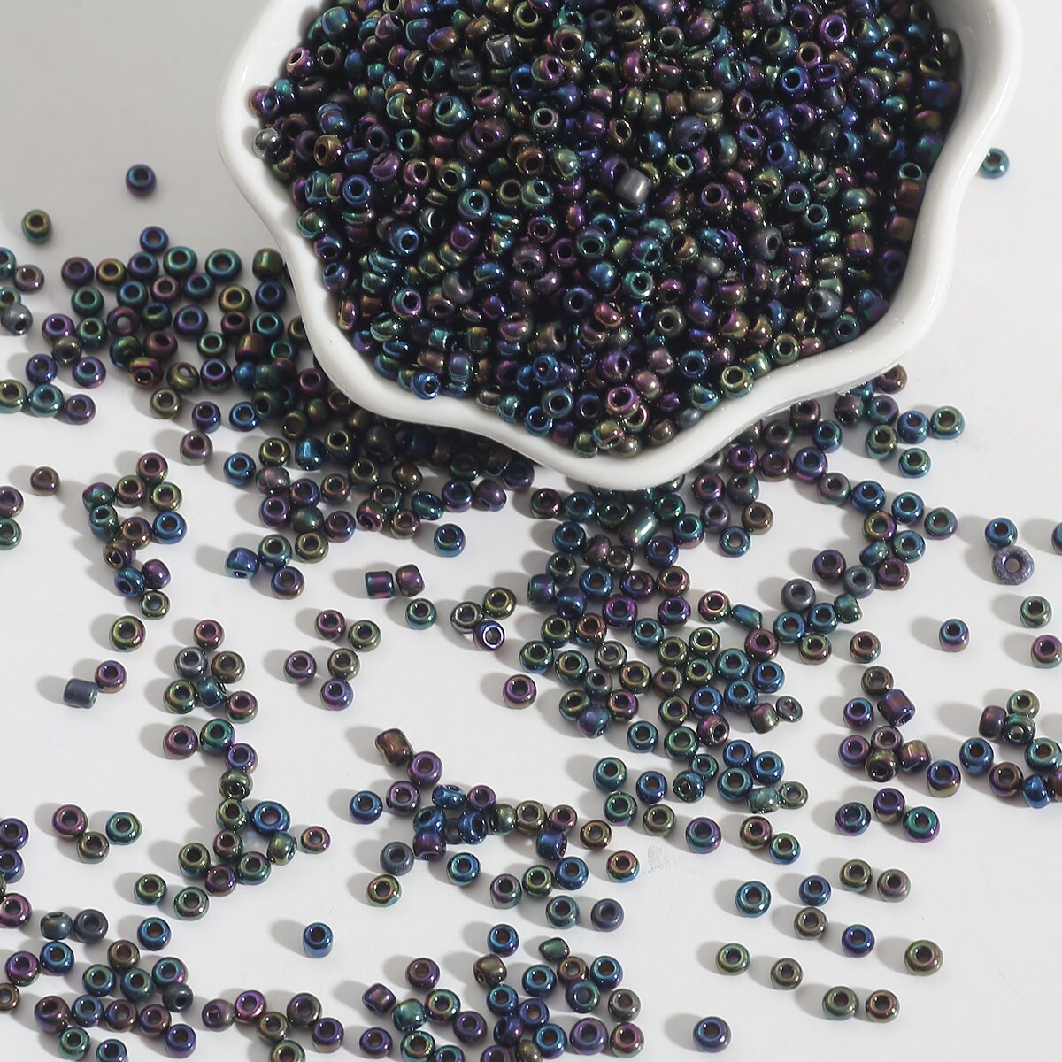 12/0 8/0 6/0 Black Midnight Metallic Iris Seed Beads 2mm 3mm 4mm - Midnight Iris Rocailles - Midnight Metallic Mix Seed Beads