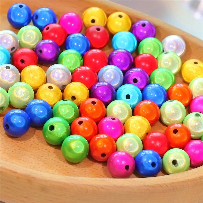 100-Piece Mixed Color 3D Illusion Acrylic Miracle Beads - 8mm Round Spacer Beads For Jewelry Making