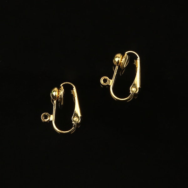 10PCS High Quality Comfortable Gold Clip On Earring Finding - 14x17mm