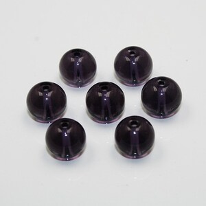 Dark Purple Crystal Glass Smooth Round Beads - 6mm, 8mm, 10mm Mix, 15.5" Strand