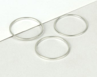 2/20 Pcs Silver Hoop Charms - Silver Circle Pendant - Circle Charm - Hoop Pendant
