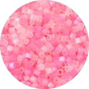 2,5 mm rosa occhio di gatto perline tubo - perline tubo di vetro color caramella - perlina a forma di tubo cilindrico - occhio di gatto - dimensione foro 1 mm - 740 pezzi