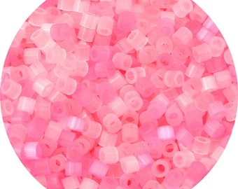 2.5mm Pink Cat Eye Tube Seed Beads - Candy Color Glass Tube Seed Beads - Cylinder Tube Shape Bead - Cat Eye - 1mm Hole Size - 740 Pieces