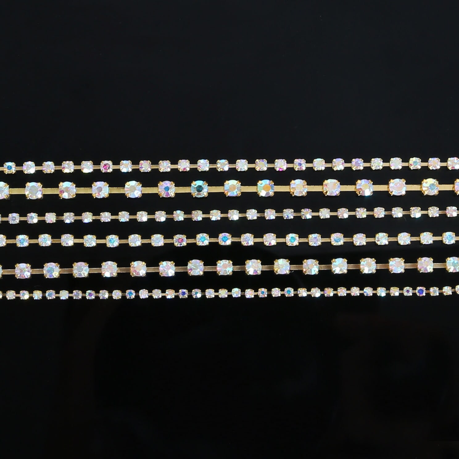 30 Feet of Crystal AB Gold Rhinestone Chain SS6-18 | Etsy