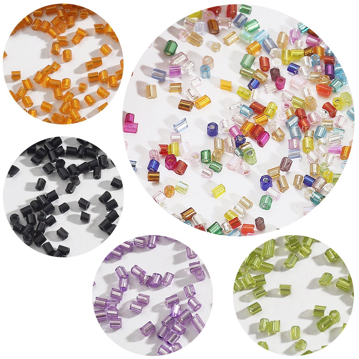 2mm Short Bugle Beads Silver Lined Bugle Seed Beads Glass Etsy