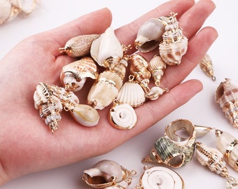 Choice of Gold Plated Shell Pendants, Assorted Natural Shell Pendants, Seashell Charms, Assorted Seashells, Seashell Jewelry