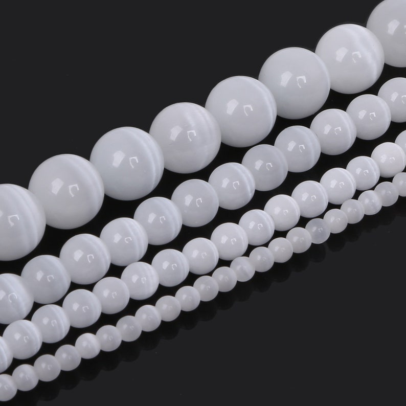 White Cat Eye Beads 4mm 6mm 8mm 10mm 12mm Loose Gemstone Round Etsy