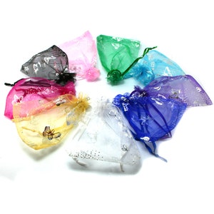 10 Butterfly Design Organza Gift Bags 7x9cm 9x12cm image 3