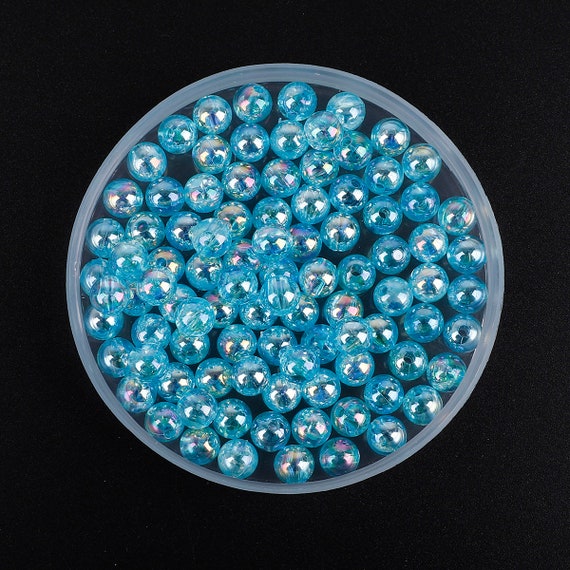 BeadTin Blue Glow 8mm Round Craft Beads (300pcs)