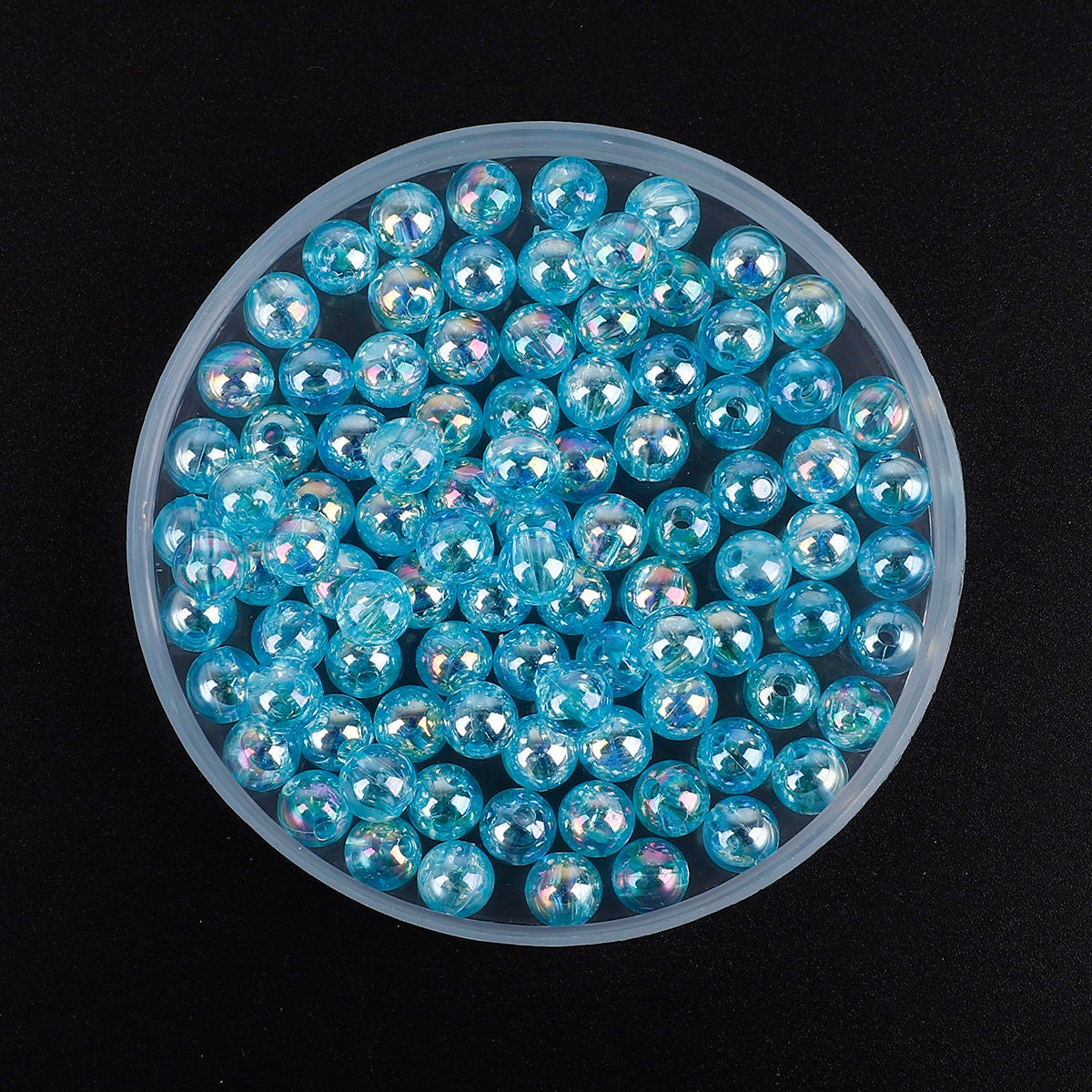 AB Transparent Baby Blue Acrylic Beads Iridescent Beads