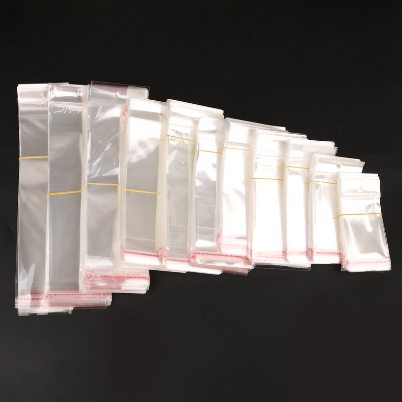 11 SIZES 100pcs Clear Self Adhesive Seal Plastic Bags Transparent Resealable Cellophane OPP Packing Poly Bags image 2