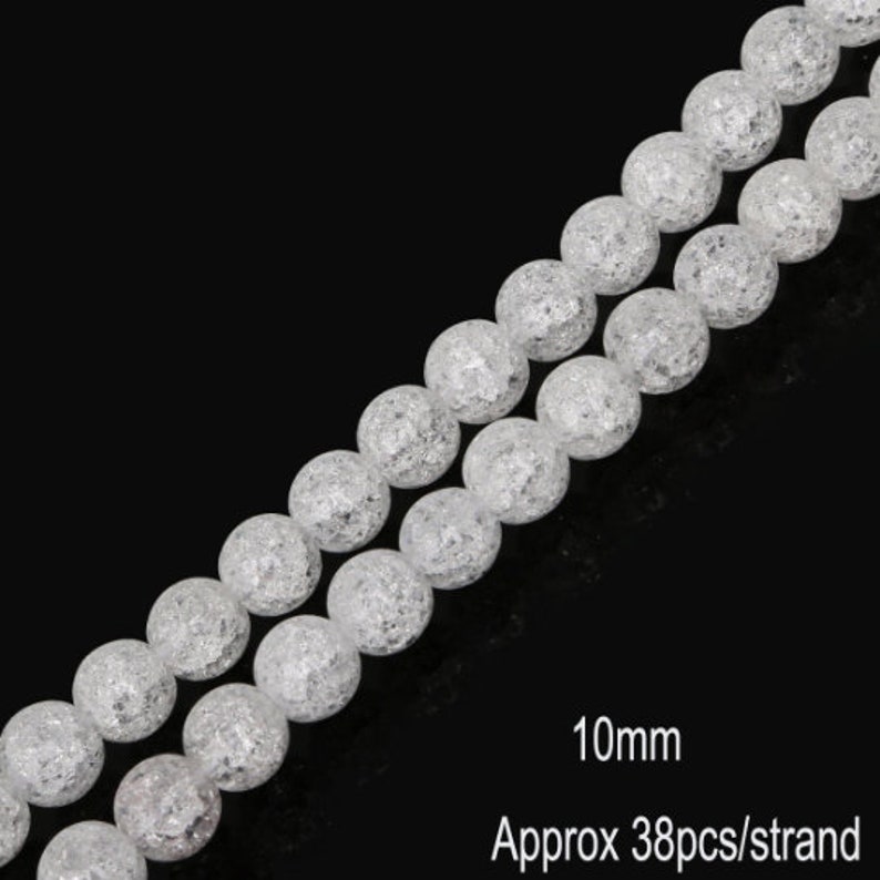 Clear White Gemstone Round Crackle Cracked Crystal Stone Strand Beads 4mm 6mm 8mm 10mm 12mm For DIY Beading Jewelry Making image 9