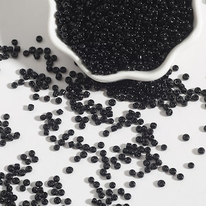 12/0 8/0 6/0 Perle di Semi Nero Opaco 2mm 3mm 4mm - Rocailles Nere - Perline di Semi Neri