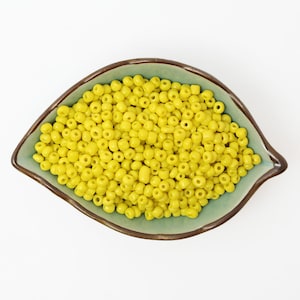 30g Yellow Glass Seed Beads, Czech Rocailles Yellow Seed Beads, 2mm 3mm 4mm