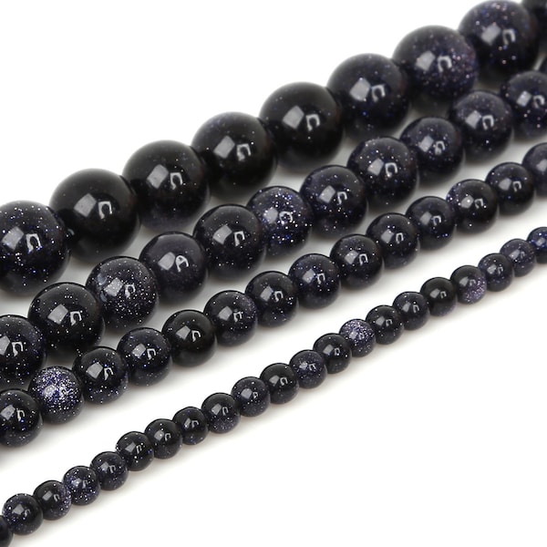 Blue Sandstone Beads 4mm 6mm 8mm 10mm, Full 15.5" Strand, Natural Round Wholesale