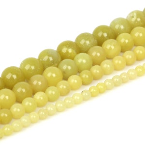 Natural Jade Beads, Yellow Jade Beads, Yellow Gemstone Beads, Yellow Beads, Round Natural Beads, 15 strand, 4mm 6mm 8mm 10mm