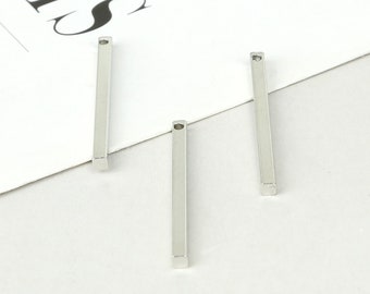 10 pcs Silver Bar Charm - Silver Earring Bar - Bar Jewelry - 30x2mm