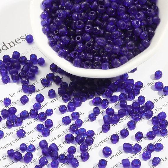 Czech Round Seed Beads, Glass - Opaque Royal Blue,, Choose S