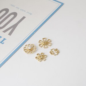 10 Gold Flower Charms 4 Styles, Floral Charm, Gold Charms, Earring Charms image 10