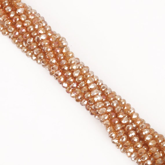 Faceted Crystal Loose Charm Glass Beads Gold champagne AB  4*6mm 98pcs