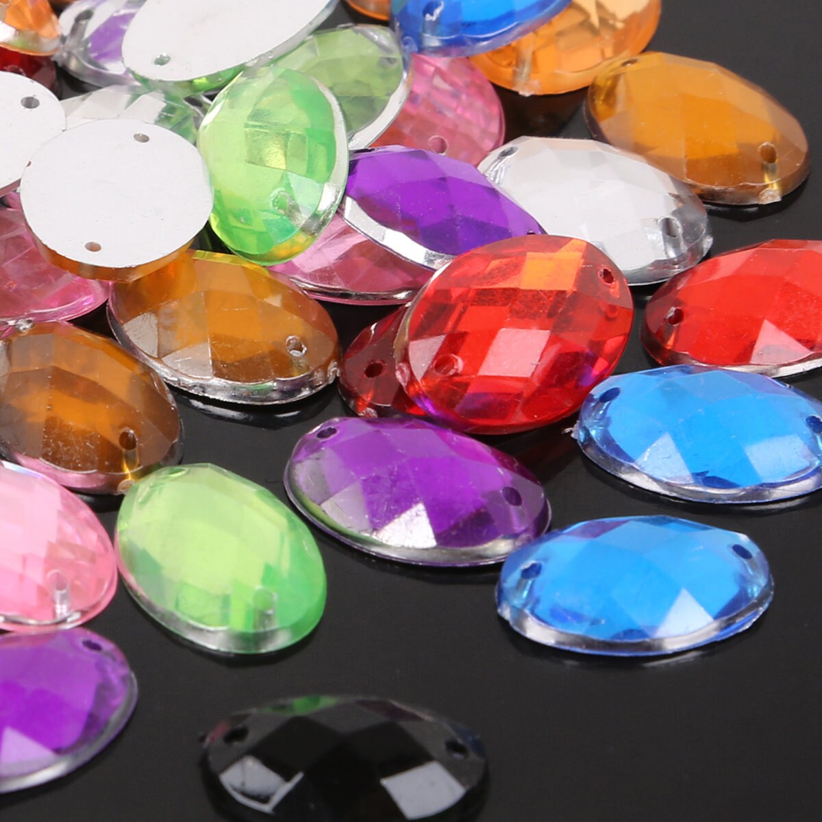12 Colors Sew On Flat Back Acrylic Oval Crystal Rhinestones | Etsy