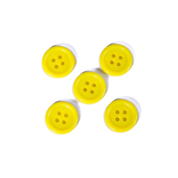 4 SIZES Yellow Plastic Round Buttons 8mm 11mm 15mm 20mm - Round Resin Four Hole Buttons - DIY Sewing Crafts Children's Handmade Buttons